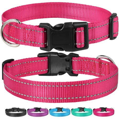 Reflective Nylon Dog Collar – Adjustable Safety Strap - Onlytenbucks.com