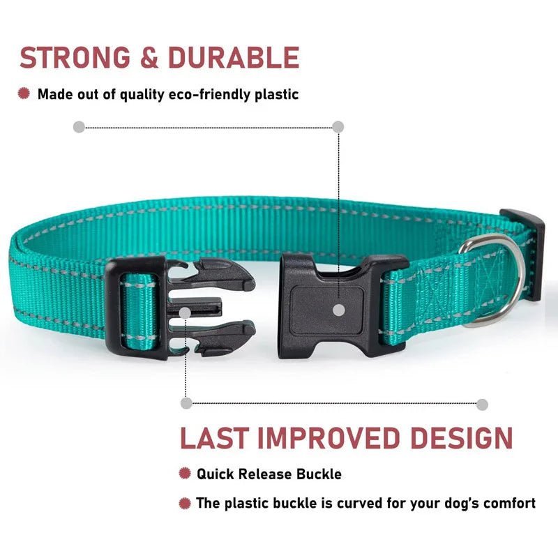 Reflective Nylon Dog Collar – Adjustable Safety Strap - Onlytenbucks.com