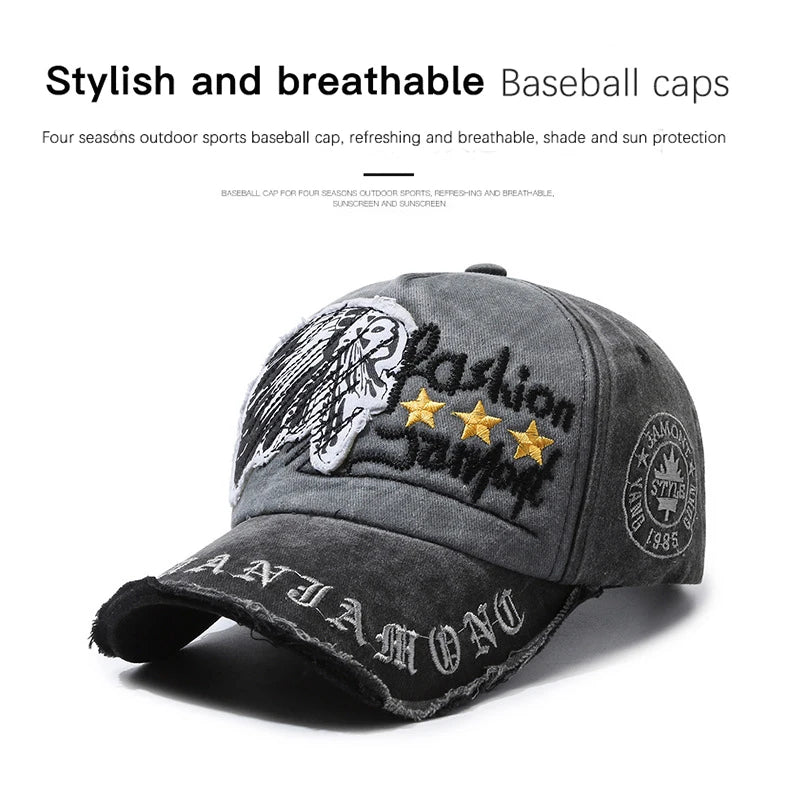 Retro Distressed Letter Embroidery Baseball Cap - Onlytenbucks.com