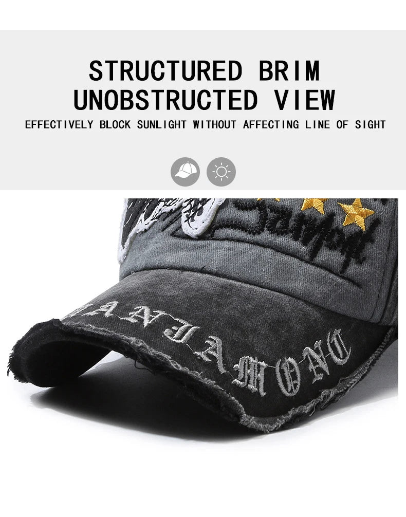 Retro Distressed Letter Embroidery Baseball Cap - Onlytenbucks.com