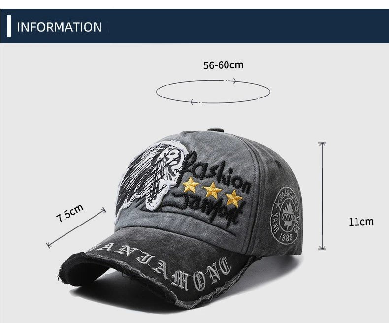 Retro Distressed Letter Embroidery Baseball Cap - Onlytenbucks.com