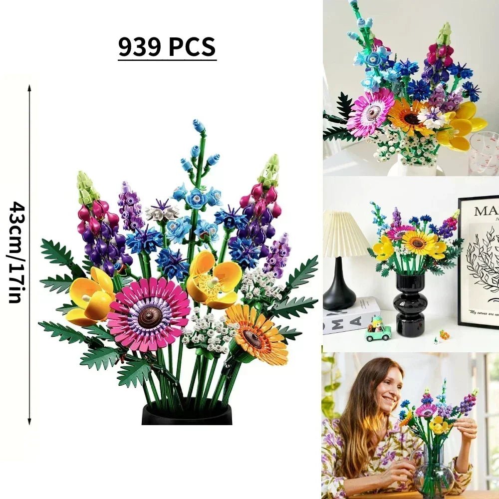 Flower Potted Plant Building Blocks – DIY Artificial Orchid and Bouquet Model Set - Onlytenbucks.com