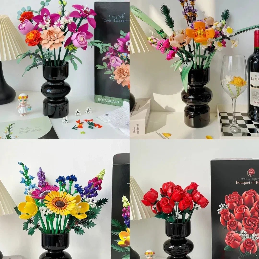 Flower Potted Plant Building Blocks – DIY Artificial Orchid and Bouquet Model Set - Onlytenbucks.com