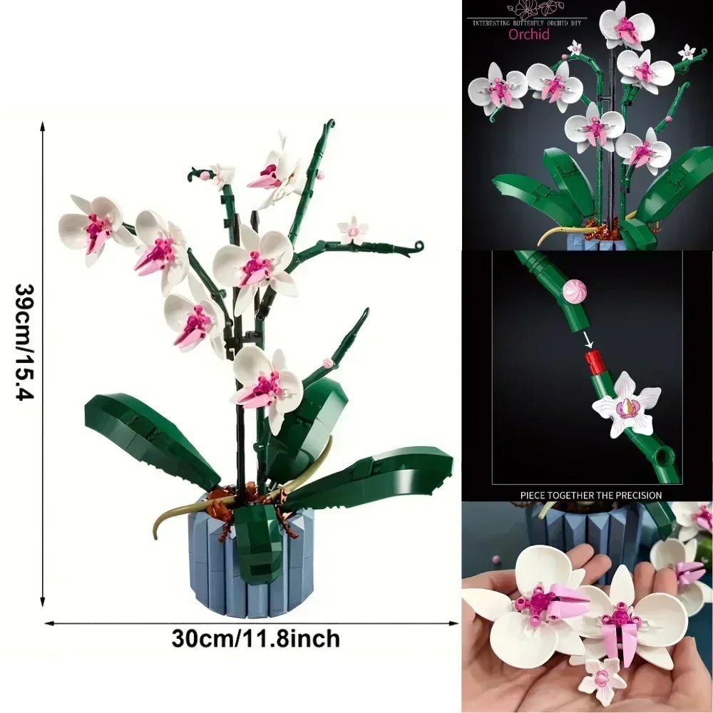 Flower Potted Plant Building Blocks – DIY Artificial Orchid and Bouquet Model Set - Onlytenbucks.com