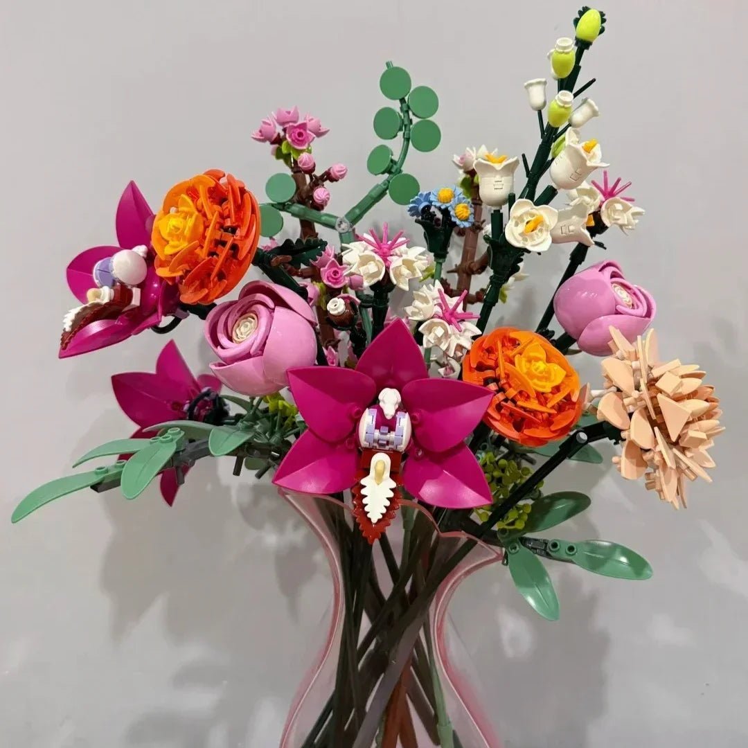 Flower Potted Plant Building Blocks – DIY Artificial Orchid and Bouquet Model Set - Onlytenbucks.com