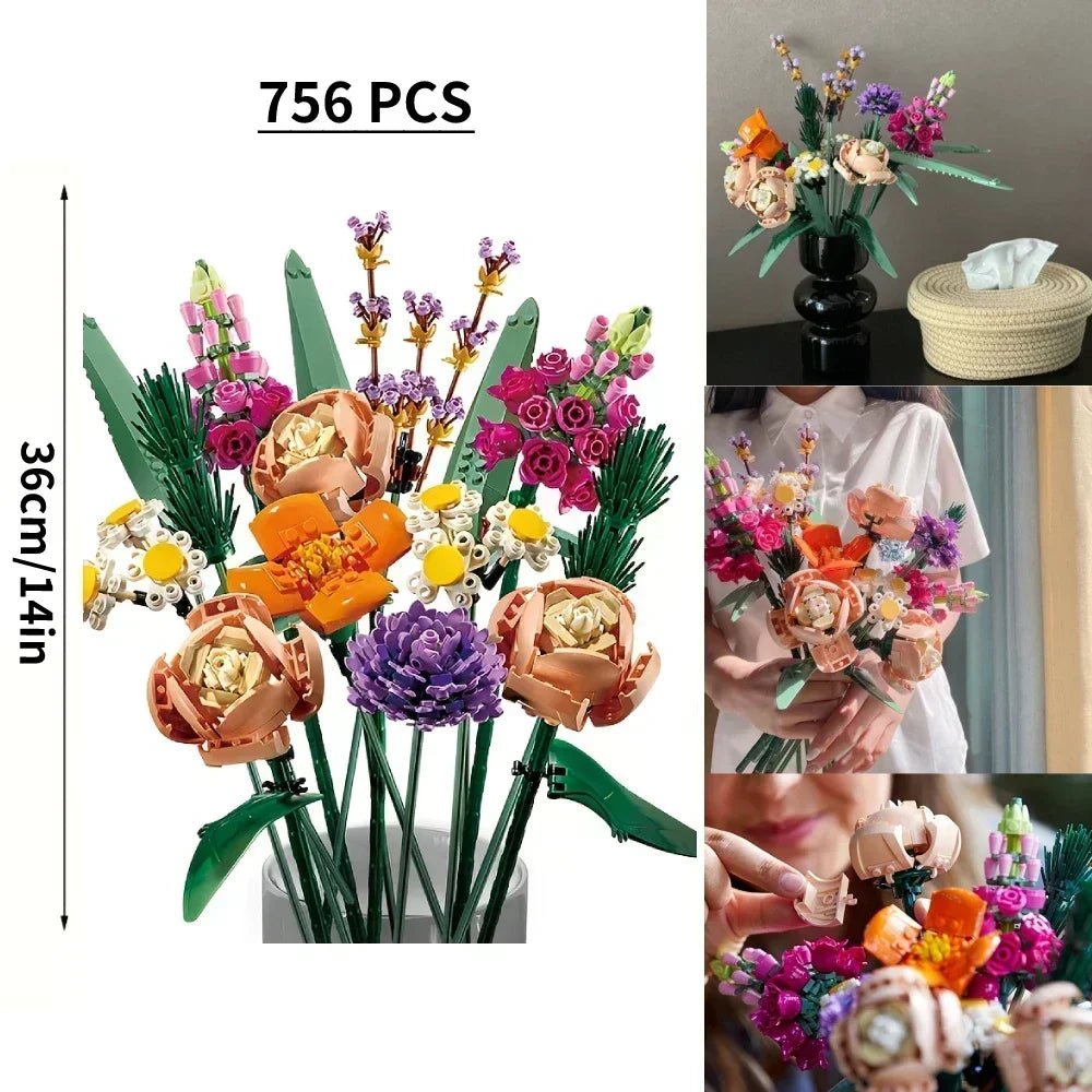 Flower Potted Plant Building Blocks – DIY Artificial Orchid and Bouquet Model Set - Onlytenbucks.com