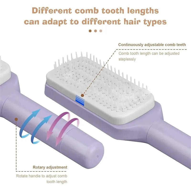 Self - Cleaning Retractable Hairbrush – Anti - Static Scalp Massage Comb - Onlytenbucks.com