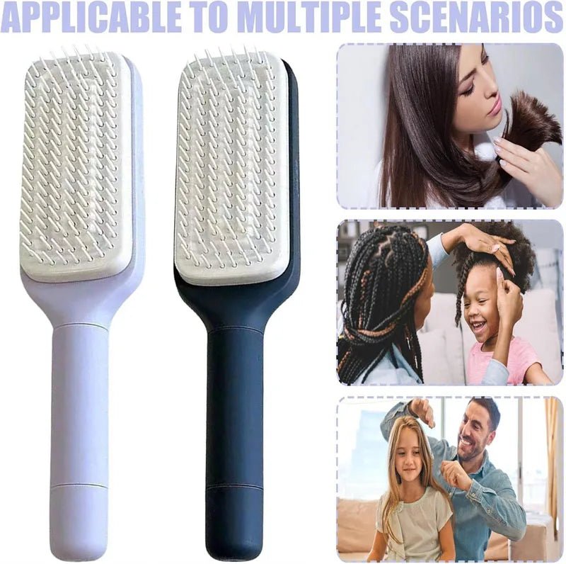 Self - Cleaning Retractable Hairbrush – Anti - Static Scalp Massage Comb - Onlytenbucks.com