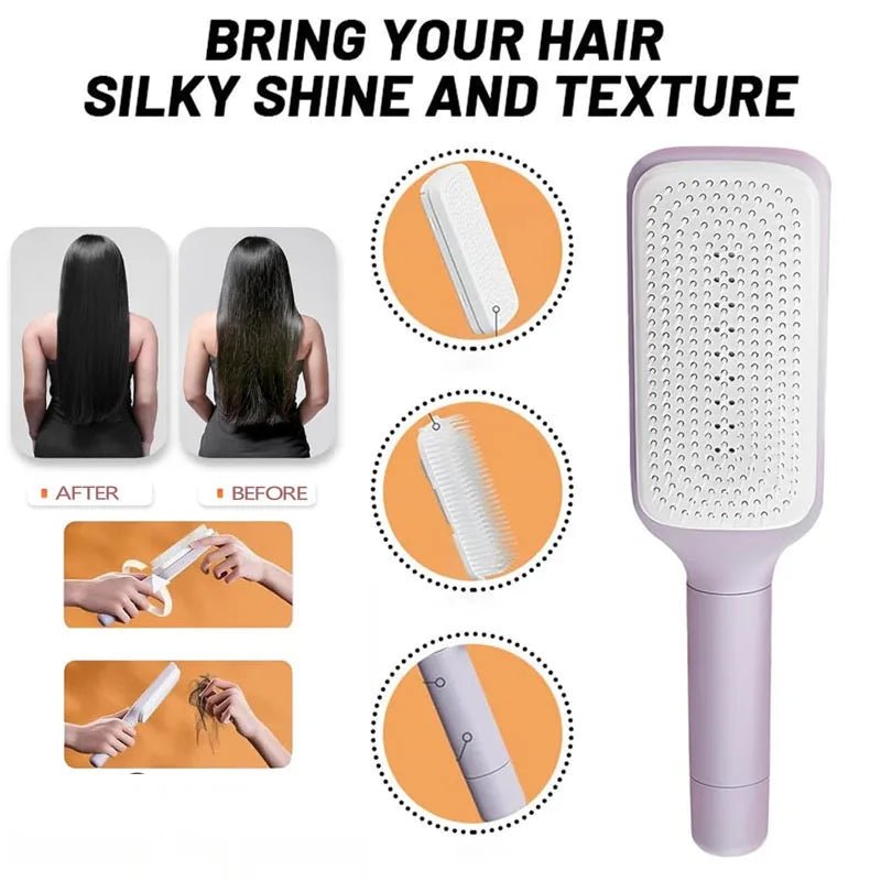 Self - Cleaning Retractable Hairbrush – Anti - Static Scalp Massage Comb - Onlytenbucks.com