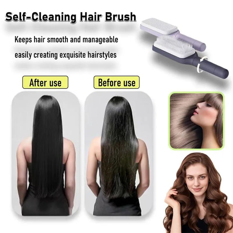 Self - Cleaning Retractable Hairbrush – Anti - Static Scalp Massage Comb - Onlytenbucks.com