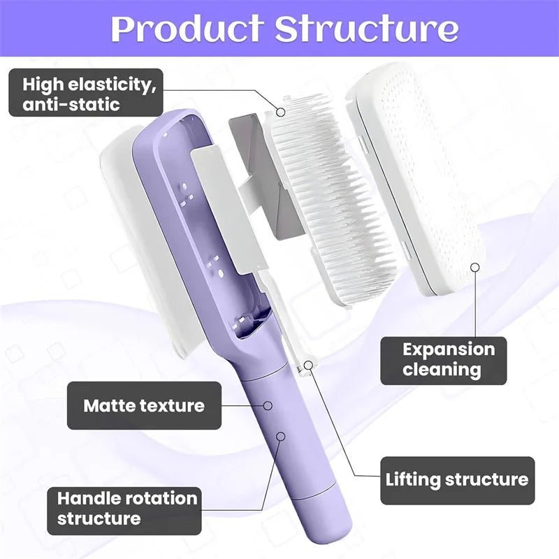 Self - Cleaning Retractable Hairbrush – Anti - Static Scalp Massage Comb - Onlytenbucks.com