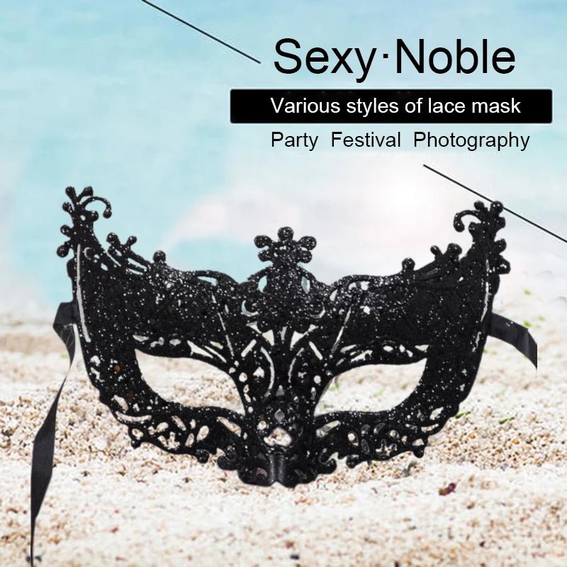 Silver and Black Venetian Masquerade Eye Mask - Onlytenbucks.com