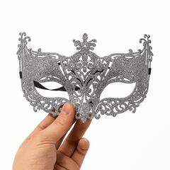 Silver and Black Venetian Masquerade Eye Mask - Onlytenbucks.com