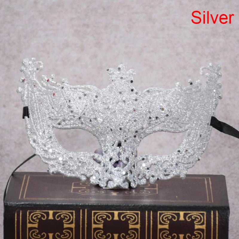 Silver and Black Venetian Masquerade Eye Mask - Onlytenbucks.com
