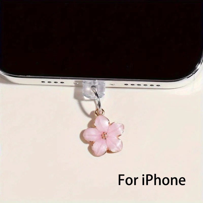 Simple Flowers Phone Dust Plug – Decorative Charging Port Pendant - Onlytenbucks.com