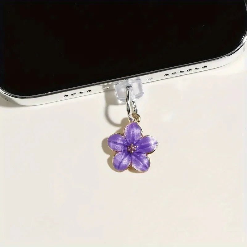 Simple Flowers Phone Dust Plug – Decorative Charging Port Pendant - Onlytenbucks.com