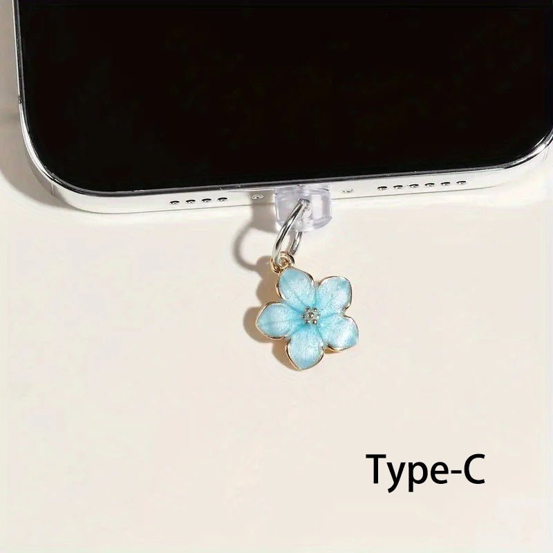 Simple Flowers Phone Dust Plug – Decorative Charging Port Pendant - Onlytenbucks.com
