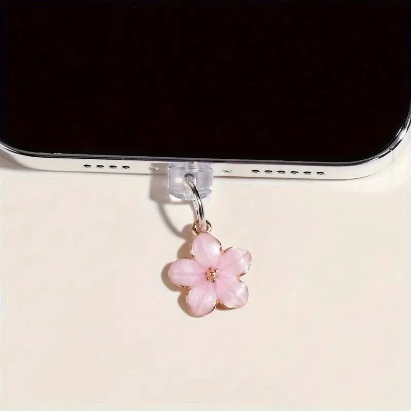 Simple Flowers Phone Dust Plug – Decorative Charging Port Pendant - Onlytenbucks.com