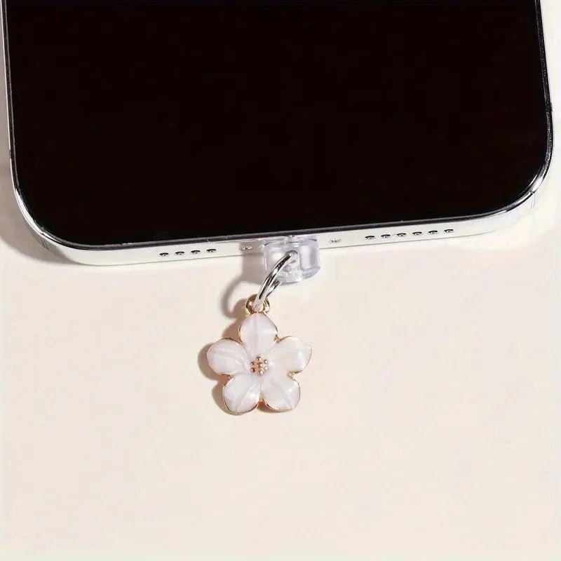 Simple Flowers Phone Dust Plug – Decorative Charging Port Pendant - Onlytenbucks.com