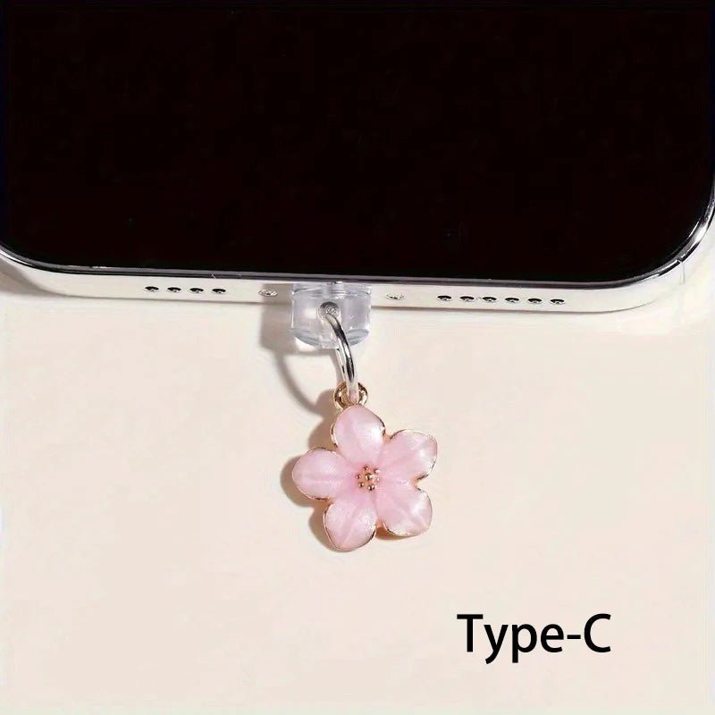 Simple Flowers Phone Dust Plug – Decorative Charging Port Pendant - Onlytenbucks.com