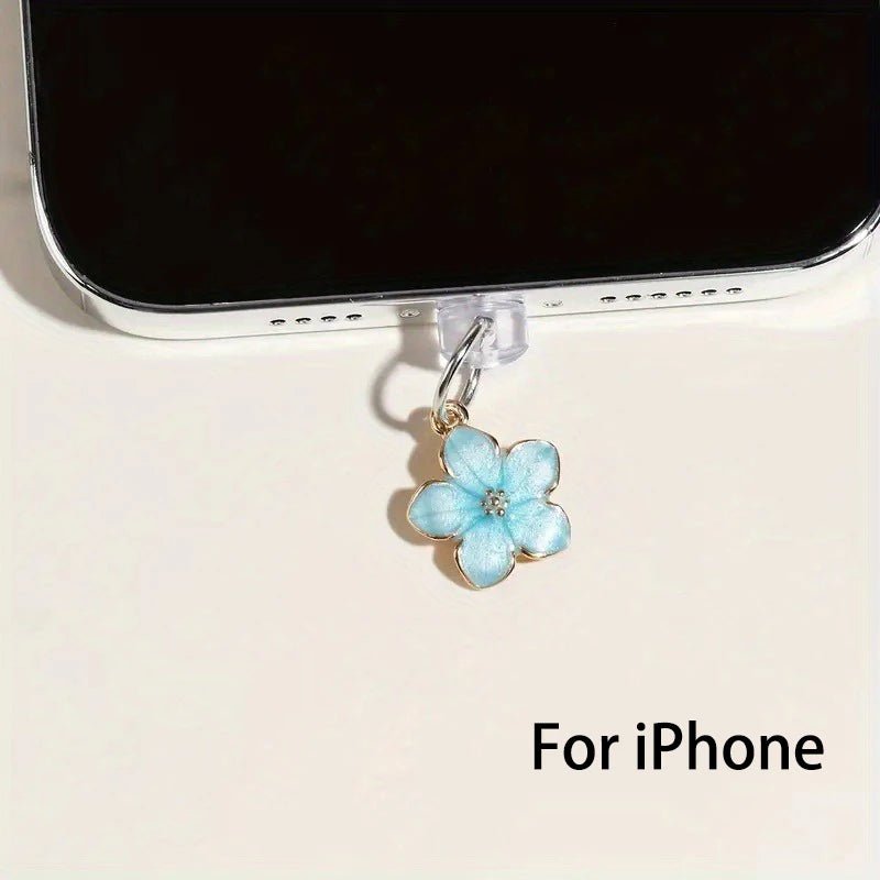 Simple Flowers Phone Dust Plug – Decorative Charging Port Pendant - Onlytenbucks.com