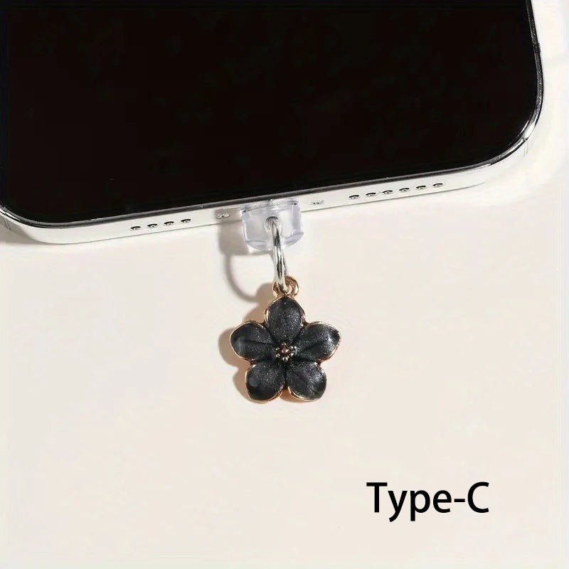 Simple Flowers Phone Dust Plug – Decorative Charging Port Pendant - Onlytenbucks.com
