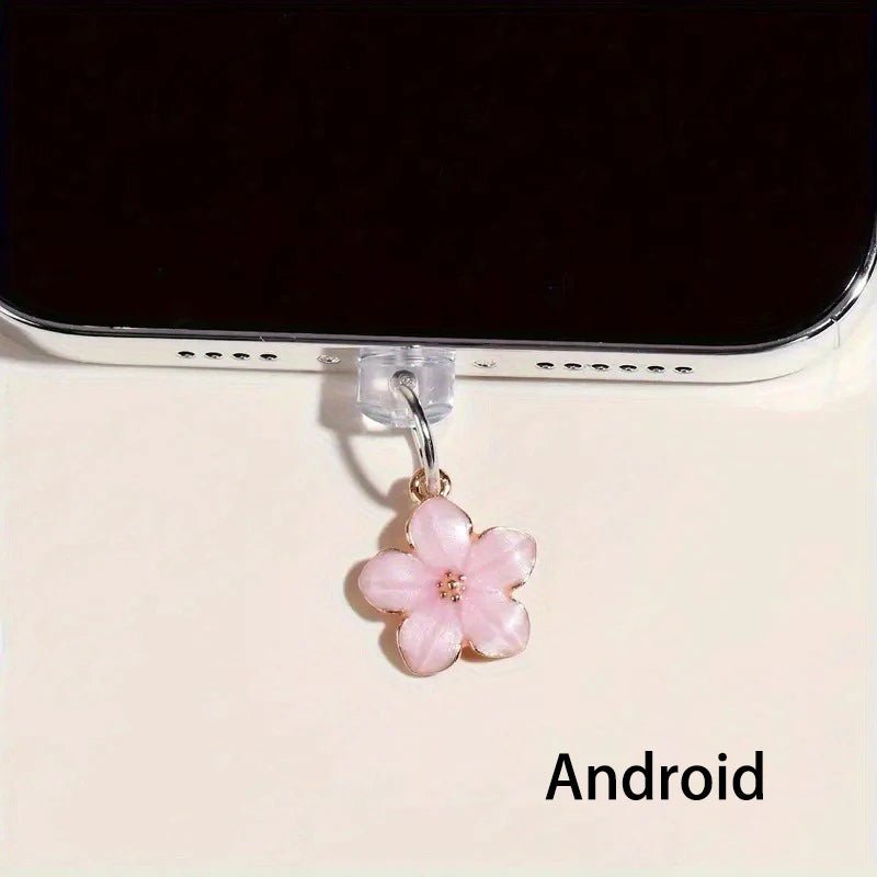 Simple Flowers Phone Dust Plug – Decorative Charging Port Pendant - Onlytenbucks.com