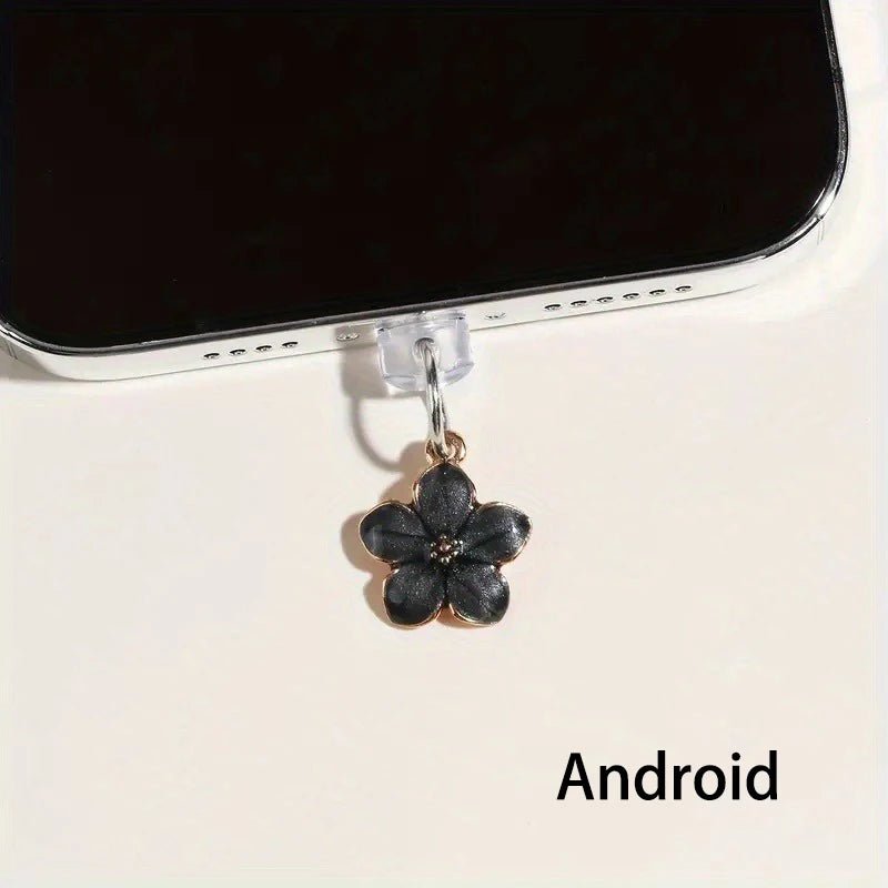 Simple Flowers Phone Dust Plug – Decorative Charging Port Pendant - Onlytenbucks.com