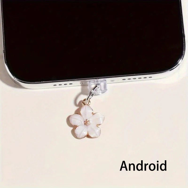 Simple Flowers Phone Dust Plug – Decorative Charging Port Pendant - Onlytenbucks.com