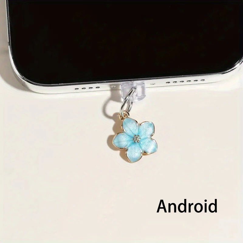 Simple Flowers Phone Dust Plug – Decorative Charging Port Pendant - Onlytenbucks.com