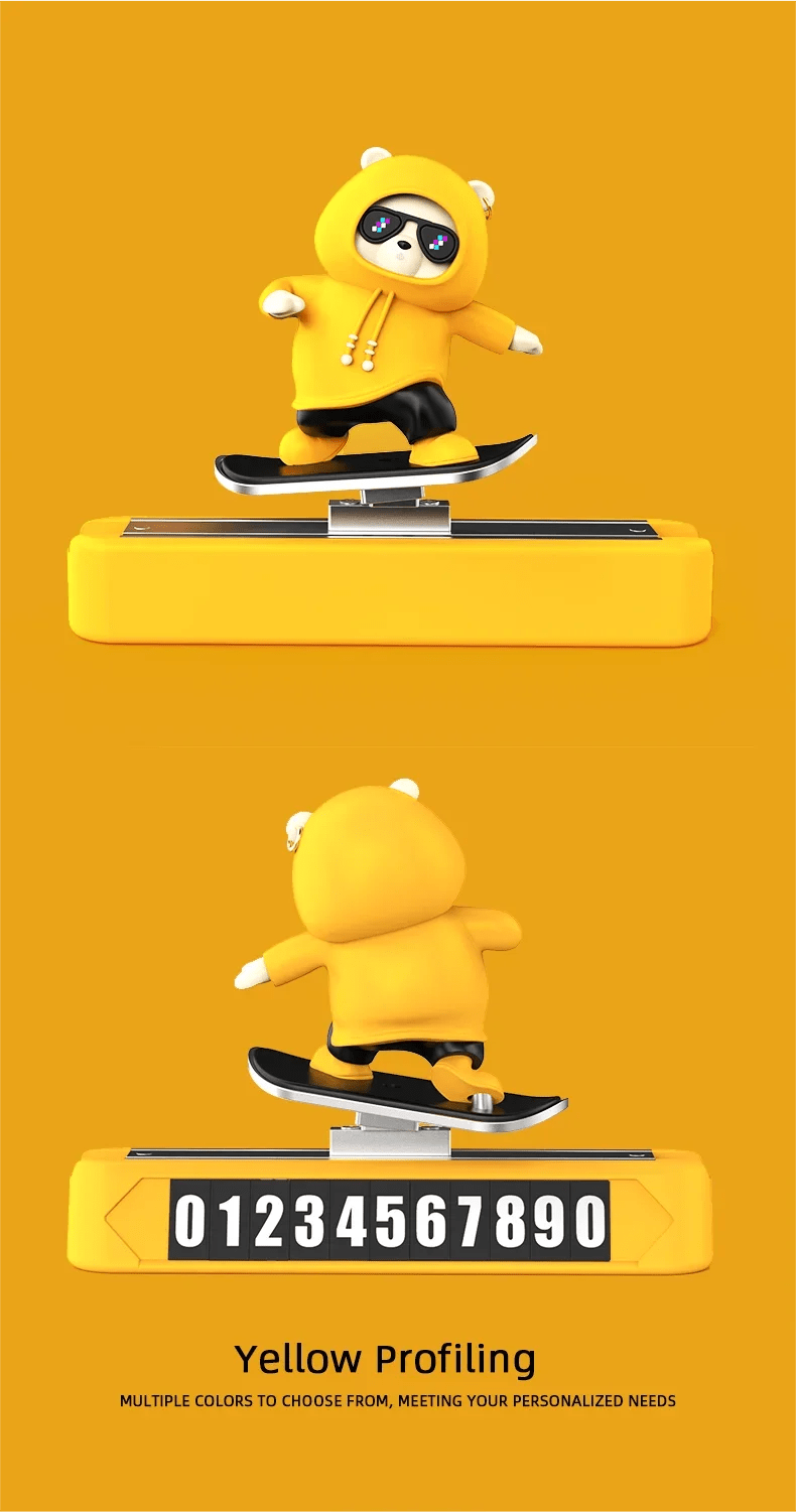 Skateboard Bear Dashboard Car Ornament - Onlytenbucks.com