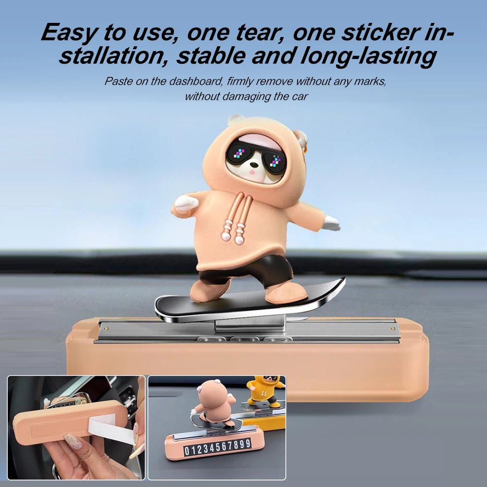 Skateboard Bear Dashboard Car Ornament - Onlytenbucks.com