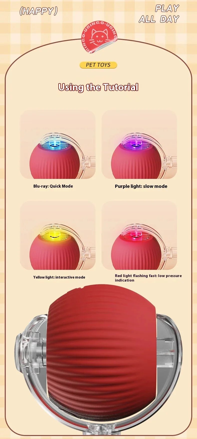 Smart Interactive Cat Ball – Automatic Rolling Rechargeable Toy - Onlytenbucks.com