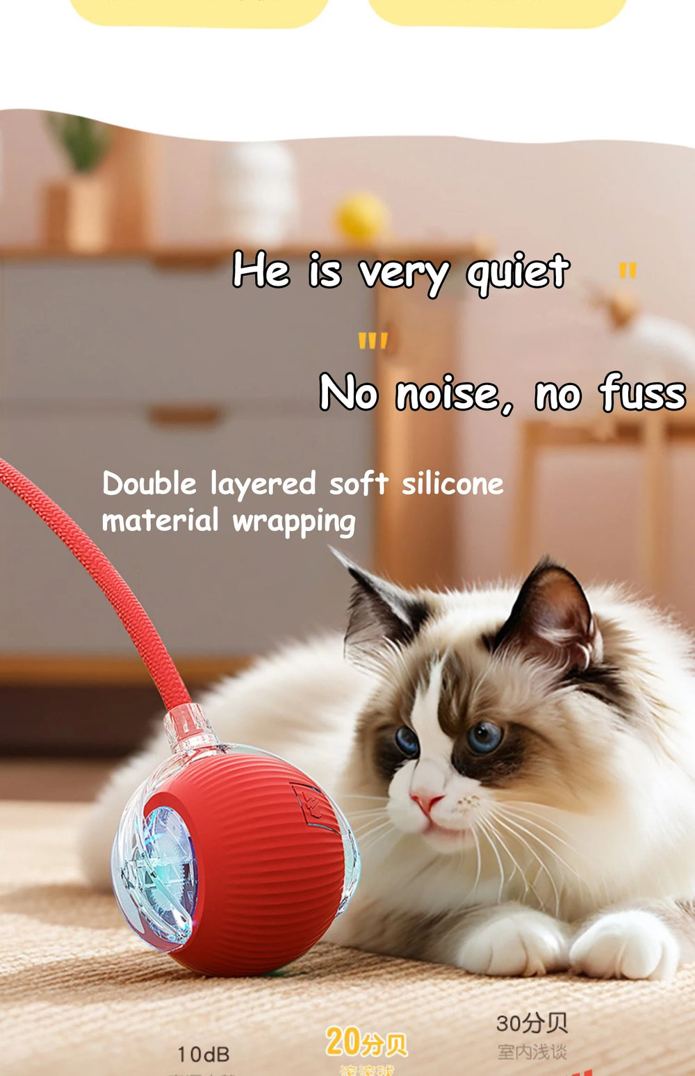 Smart Interactive Cat Ball – Automatic Rolling Rechargeable Toy - Onlytenbucks.com