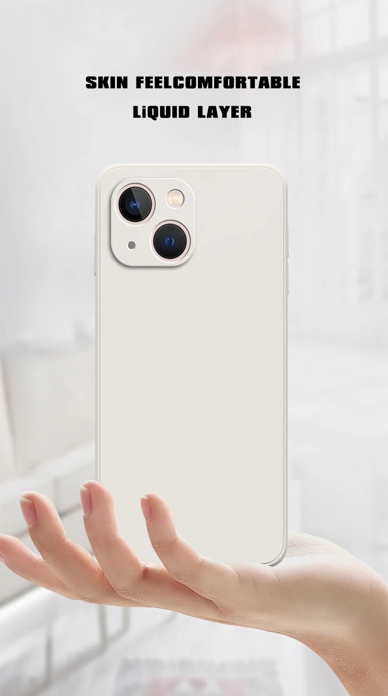 Square Liquid Silicone Phone Case – Full Coverage Shockproof Camera Protective Cover - Onlytenbucks.com