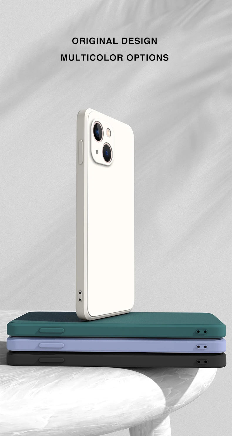 Square Liquid Silicone Phone Case – Full Coverage Shockproof Camera Protective Cover - Onlytenbucks.com