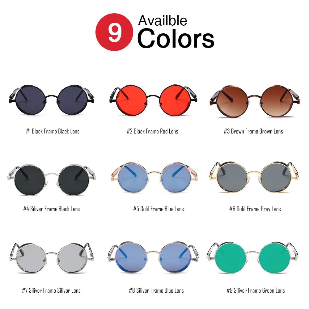 Steampunk Round Unisex Sunglasses – Vintage Gothic Style UV400 Party Goggles - Onlytenbucks.com
