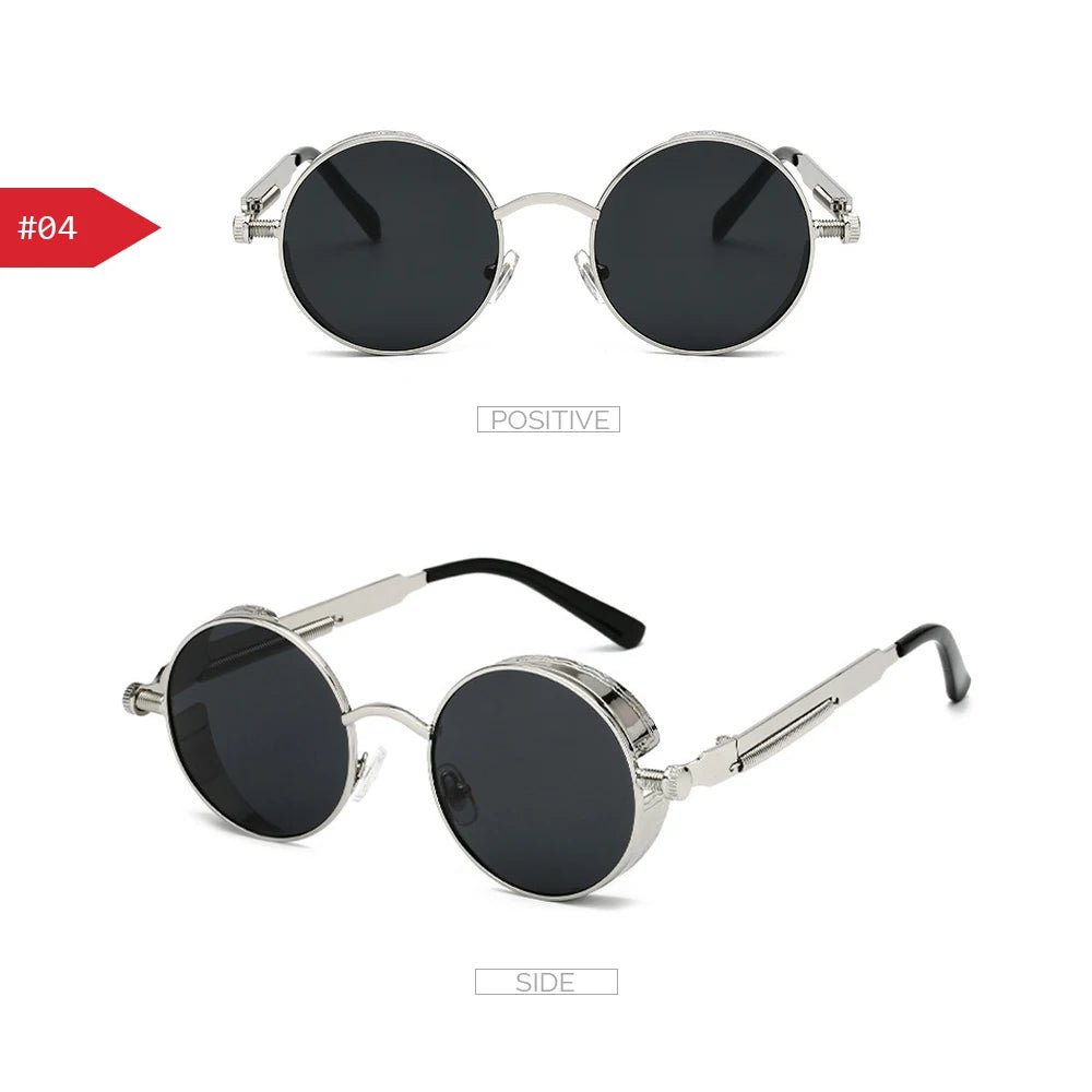Steampunk Round Unisex Sunglasses – Vintage Gothic Style UV400 Party Goggles - Onlytenbucks.com