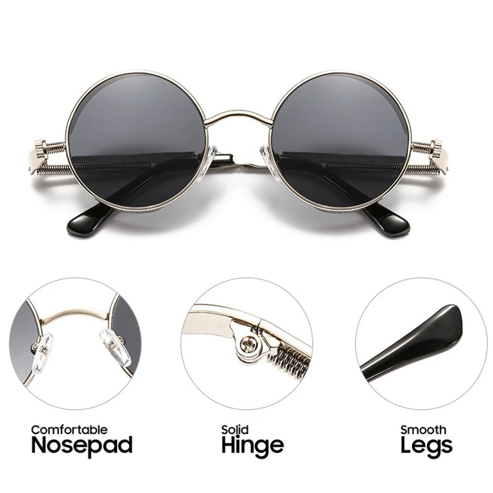 Steampunk Round Unisex Sunglasses – Vintage Gothic Style UV400 Party Goggles - Onlytenbucks.com