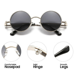 Steampunk Round Unisex Sunglasses – Vintage Gothic Style UV400 Party Goggles - Onlytenbucks.com