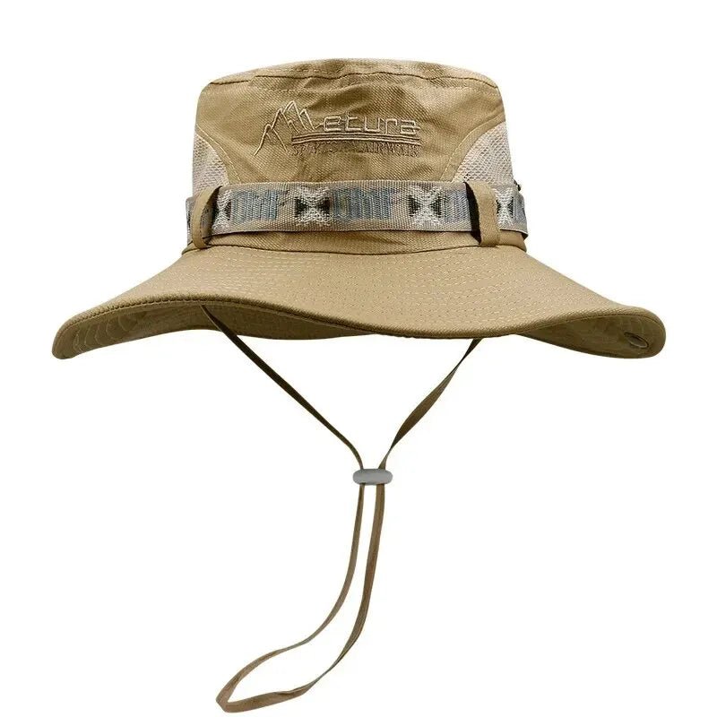 Summer Men Bucket Hat Outdoor UV Protection Wide Brim Panama Safari Hunting Hiking Hat Mesh - Onlytenbucks.com