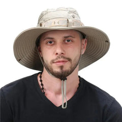 Summer Men Bucket Hat Outdoor UV Protection Wide Brim Panama Safari Hunting Hiking Hat Mesh - Onlytenbucks.com