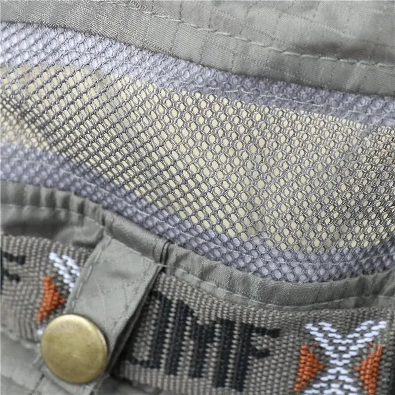 Summer Men Bucket Hat Outdoor UV Protection Wide Brim Panama Safari Hunting Hiking Hat Mesh - Onlytenbucks.com