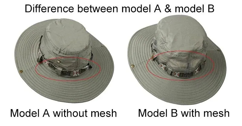 Summer Men Bucket Hat Outdoor UV Protection Wide Brim Panama Safari Hunting Hiking Hat Mesh - Onlytenbucks.com