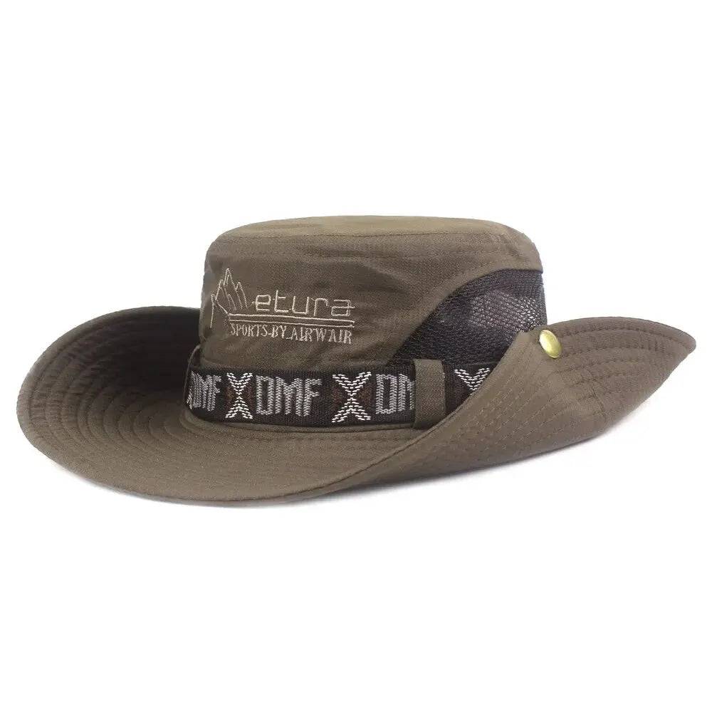 Summer Men Bucket Hat Outdoor UV Protection Wide Brim Panama Safari Hunting Hiking Hat Mesh - Onlytenbucks.com