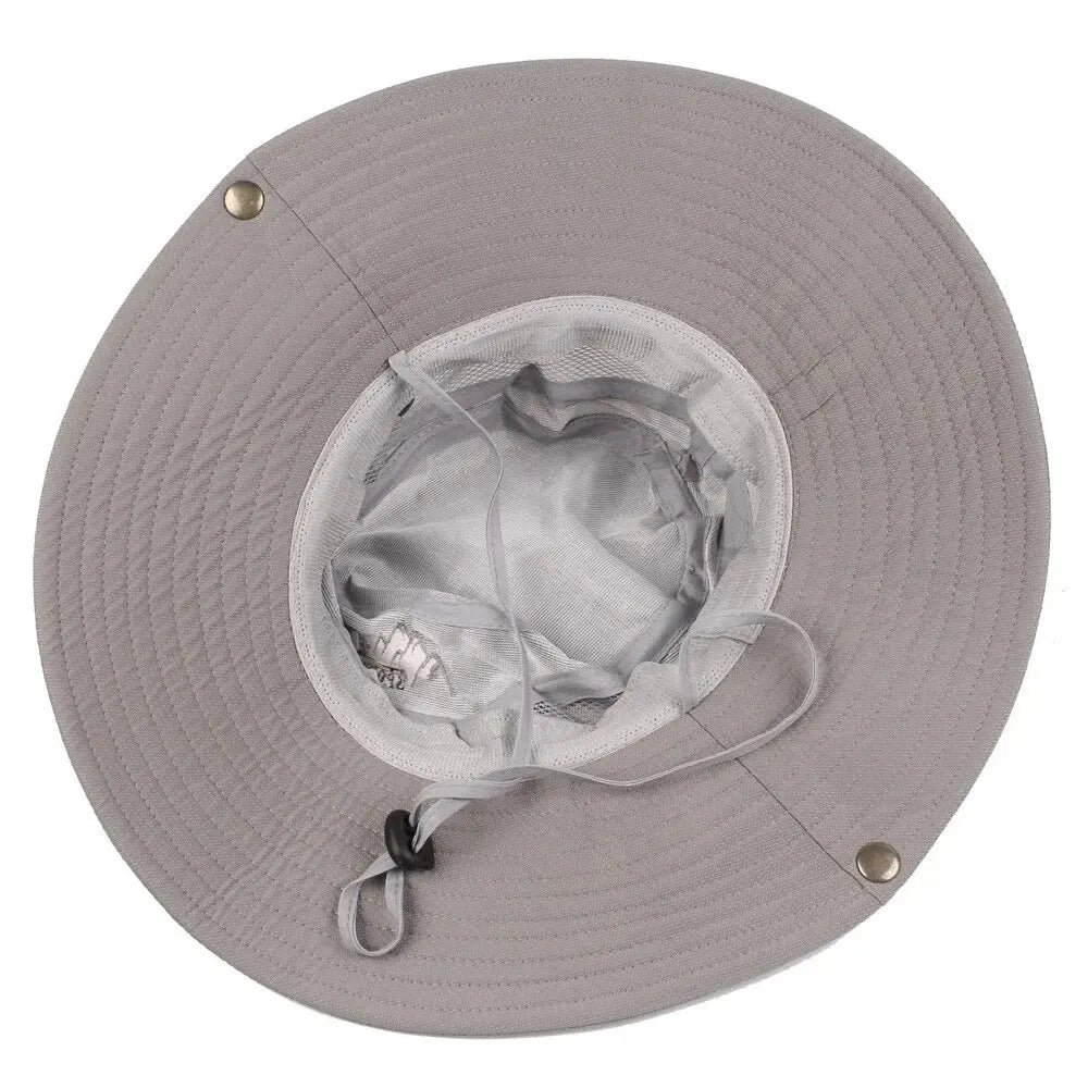 Summer Men Bucket Hat Outdoor UV Protection Wide Brim Panama Safari Hunting Hiking Hat Mesh - Onlytenbucks.com