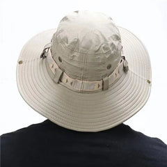 Summer Men Bucket Hat Outdoor UV Protection Wide Brim Panama Safari Hunting Hiking Hat Mesh - Onlytenbucks.com