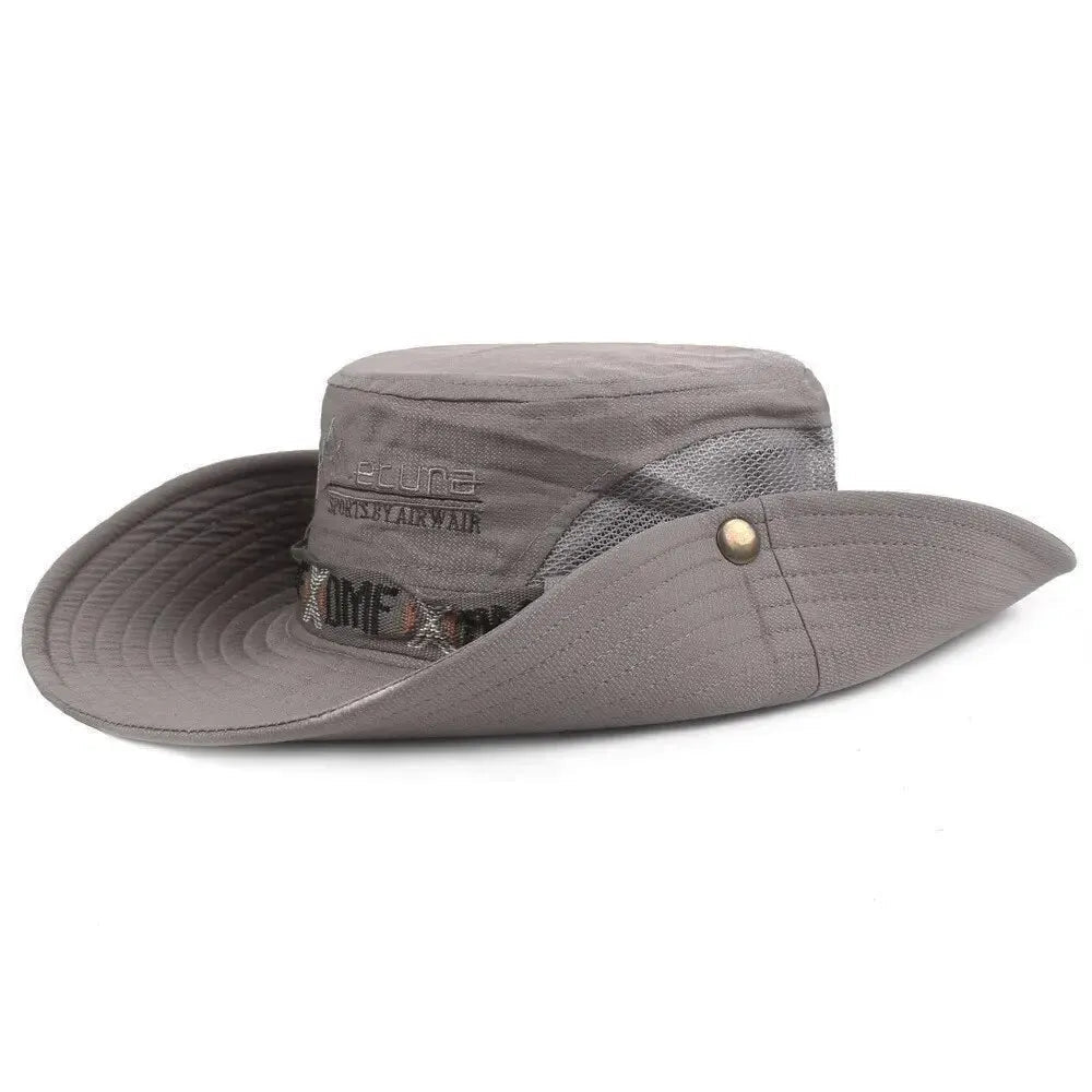 Summer Men Bucket Hat Outdoor UV Protection Wide Brim Panama Safari Hunting Hiking Hat Mesh - Onlytenbucks.com