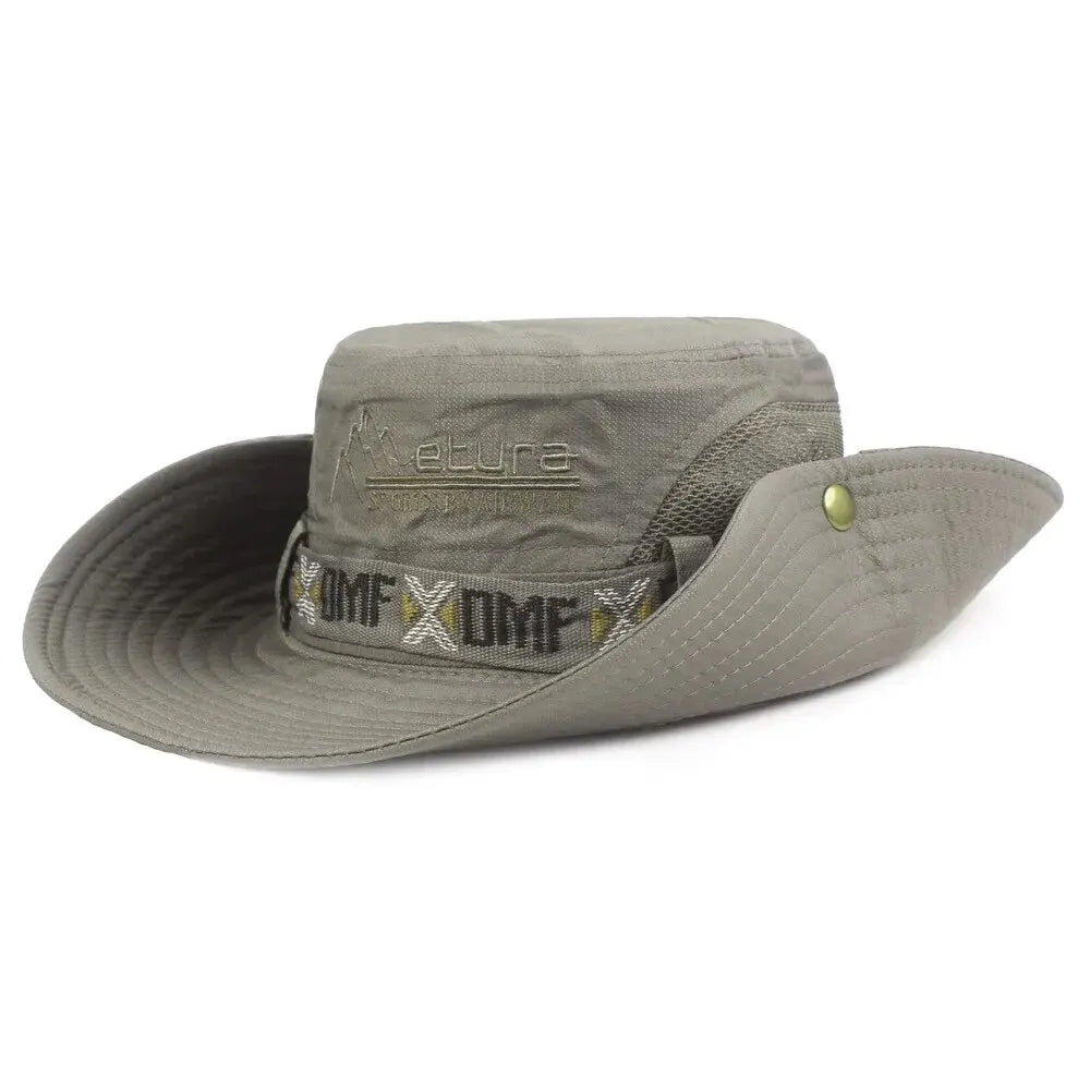 Summer Men Bucket Hat Outdoor UV Protection Wide Brim Panama Safari Hunting Hiking Hat Mesh - Onlytenbucks.com