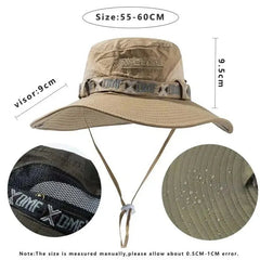 Summer Men Bucket Hat Outdoor UV Protection Wide Brim Panama Safari Hunting Hiking Hat Mesh - Onlytenbucks.com